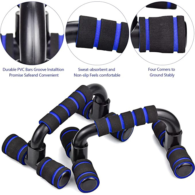 Steel push up bar features.