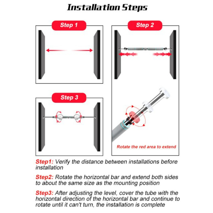 Adjustable door pull up bar (Basic) - installation steps